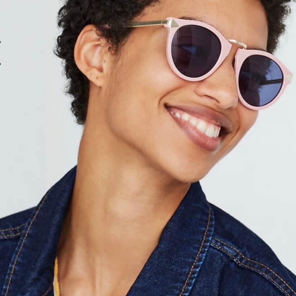 Karen Walker Pink Round Sunglasses with Dark Lenses